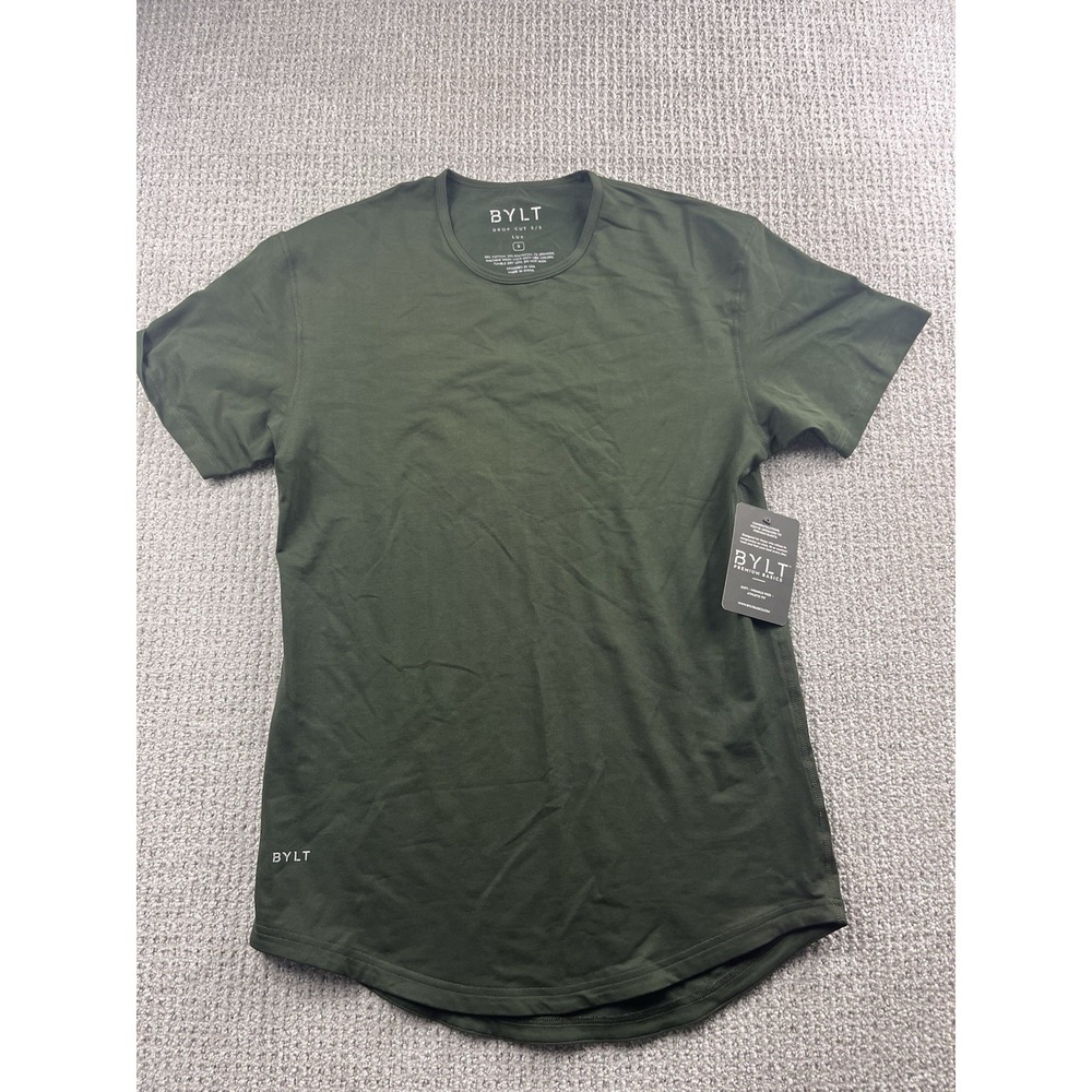 BYLT Premium Basics Drop Cut Lux Short Sleeve T-Shirt Mens Small Green NWT